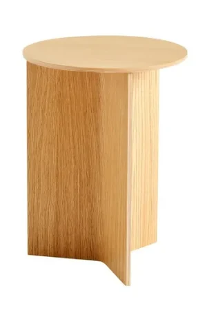 Aanbieding Slit houten bijzettafel rond h 47cm