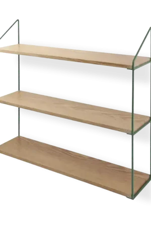 Hete Deal Cara houten wandrek met groen metaal - 60 x 54 cm