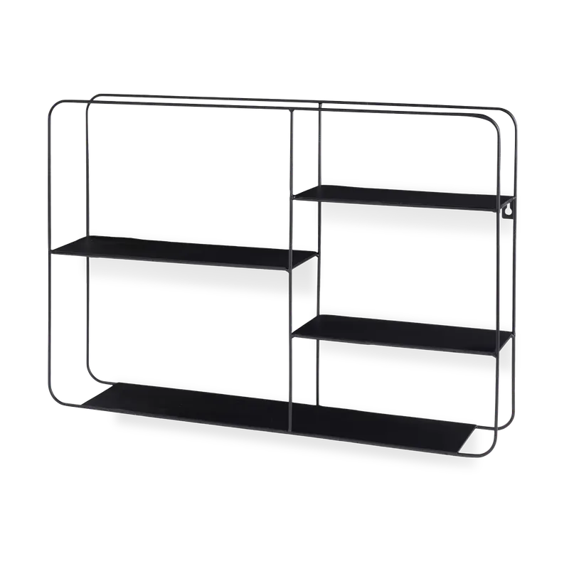 Actieprijs Rosie metalen wandrek zwart - 57 x 40 cm
