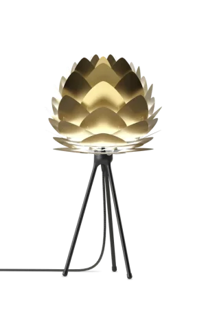 Aluvia Mini tafellamp brushed brass - met tripod zwart - Ø 40 cm Korting