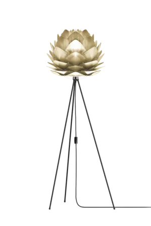Aluvia Medium vloerlamp brushed brass - met tripod zwart - Ø 59 cm Snelle Levering