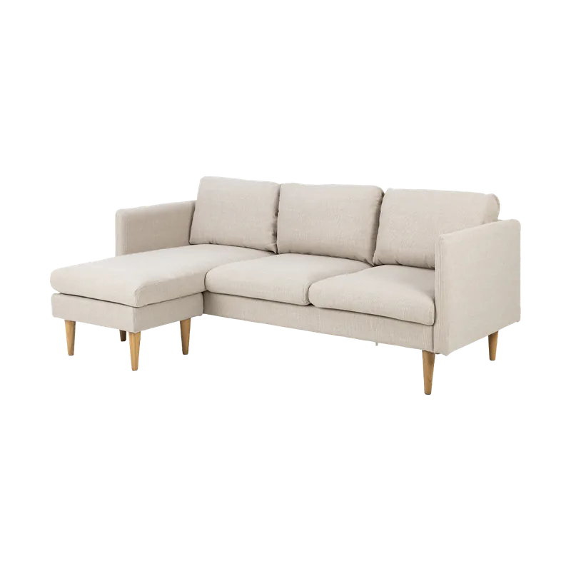 Beperkt Aanbod Jelle 2-zits hoekbank beige - met verstelbare chaise longue - 201 cm