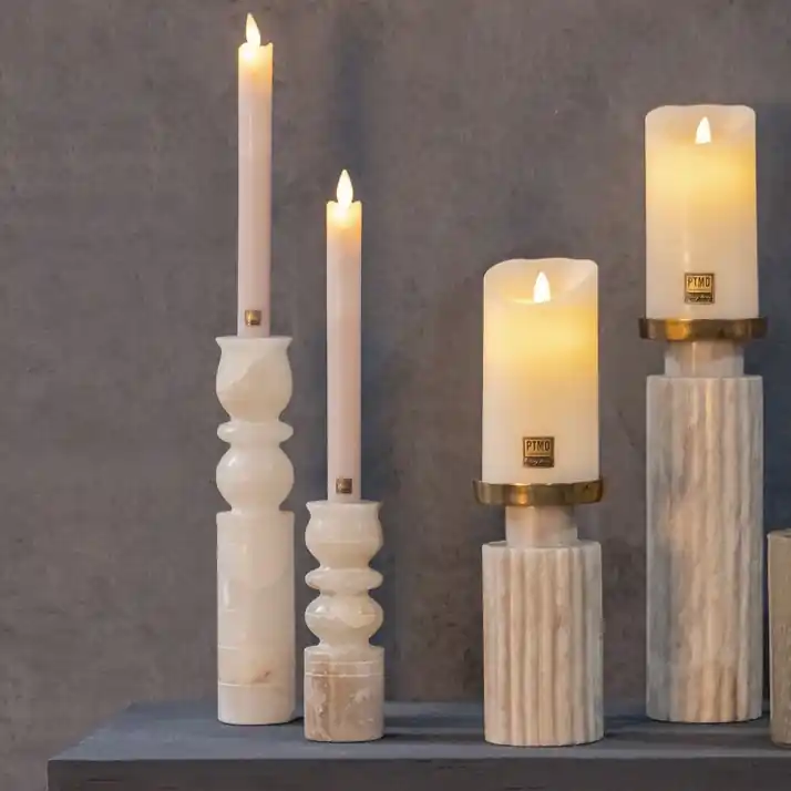 Flitsaanbieding PTMD Kandelaar Gwena Naturel alabaster layers S
