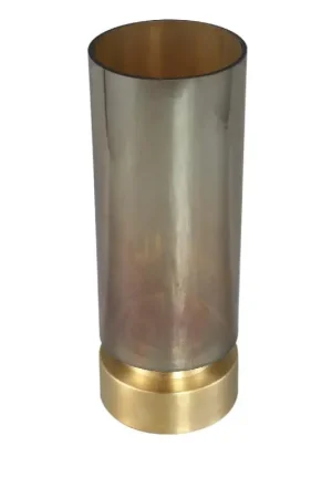 Favoriet PTMD Kandelaar / Vaas Morrible Amber round glas laag