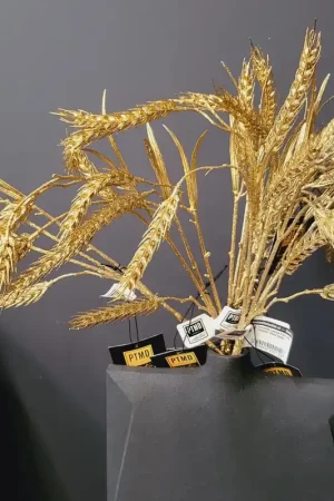 Gratis Retour PTMD Kunsttak Leaves Plant gold metallic wheat spray