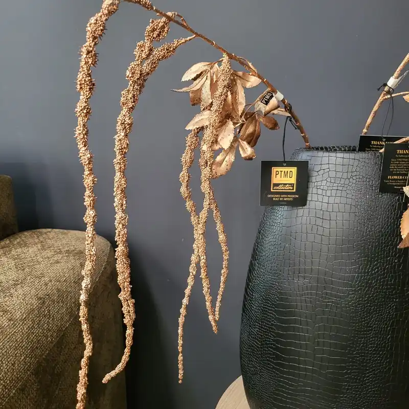Aanbieding PTMD Kunsttak Twig Plant copper glitter amaranthus spray