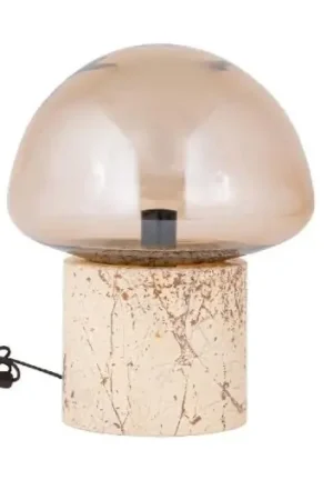 Goedkoop PTMD Tafellamp Jobani Beige marmer met glas S