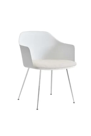 &Tradition Rely HW34 eetkamerstoel Chrome White Karakorum 001 Snelle Levering