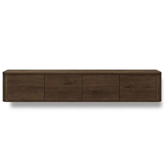Zwevend TV-Meubel Ohau Rond Noten 215cm Exclusieve Aanbieding