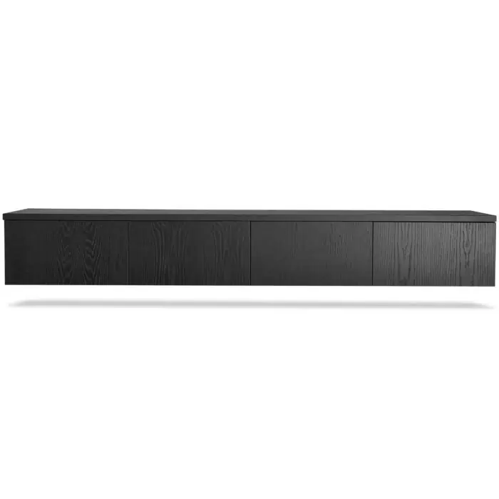 Zwevend TV Meubel Mat Zwart Fineer 240cm HO19 Gereduceerde Prijs