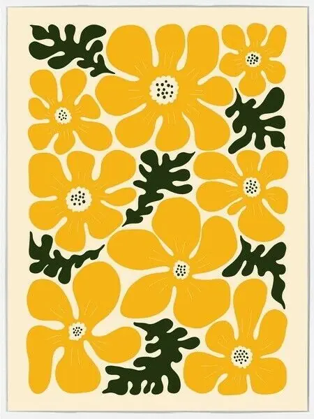 Poster in frame retro flowers Beste Prijs
