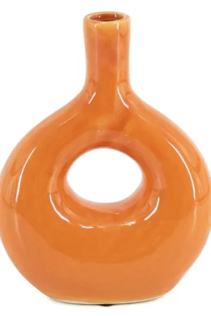 Aardewerk donut vaas tangerine/oranje Nu Kopen