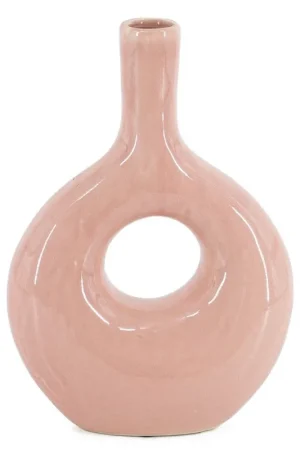 Aardewerk donut vaas pink/roze Gereduceerde Prijs
