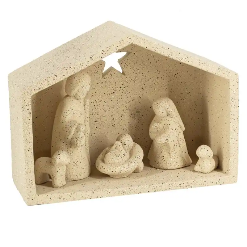 Aardewerk kerststal beige Bestseller