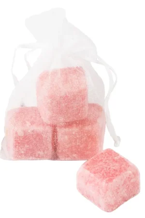 Weekendaanbieding Organza zakje met 3x mini amberblokje rose