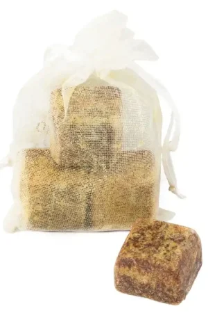Weekendaanbieding Organza zakje met 3x mini amberblokje original amber
