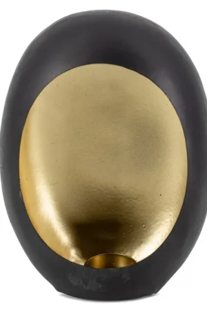 ‘Standing Egg‘ windlicht zwart met goud Fabrieksprijs