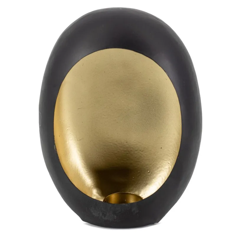 ‘Standing Egg‘ windlicht zwart met goud Fabrieksprijs