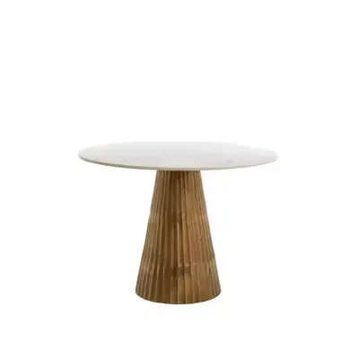 Veilige Betaling Light&living Tafel Ø100x78 cm LEYDA marmer wit-antiek brons