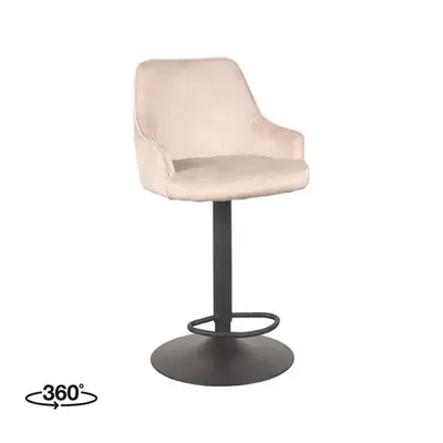 LABEL51 Barkruk Fender - Naturel - Velours - 40x42x92-113 cm Direct Beschikbaar