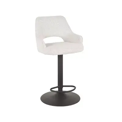 Snelle Levering LABEL51 Barkruk Fer - Wit - Boucle - 45x47x92-113 cm