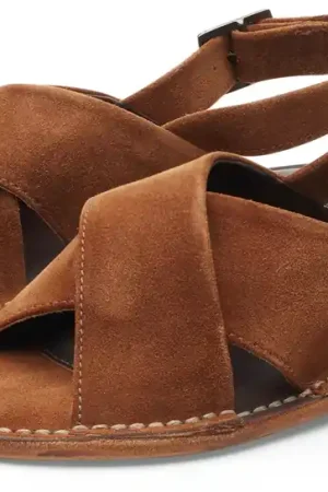 Favoriet Dames sandaal van suède, Cognac