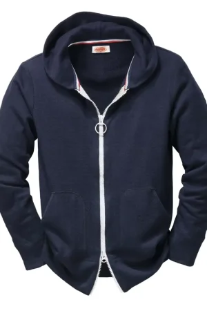 Badstof capuchonjack heren, Blauw Aanbieding