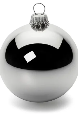 Premium Lauscha boomballen glas, Zilverkleurig, Ø 6 cm (6 stuks)