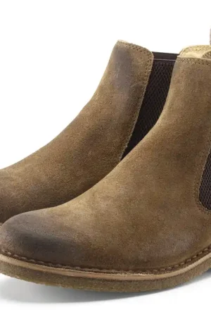 Heren chelsea laars velours, Bruin Gecertificeerd