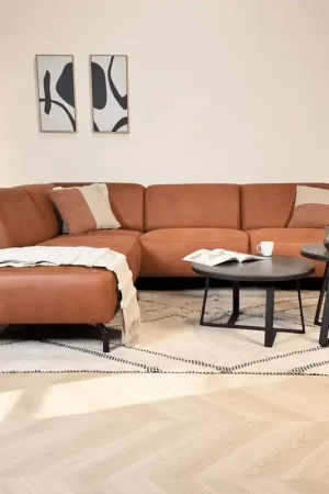 Actieprijs Industriële Hoekbank Ecoleer Cognac Barin - Links