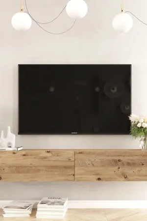 Zwevend TV Meubel Turin Atlantisch Dennenhout Melamine 180x29,6x31,6 cm Veilige Betaling