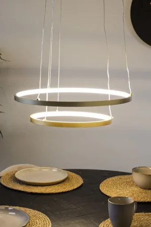 Weekendaanbieding Ring Hanglamp Elaine Metaal Goud Circel 2 Ringen