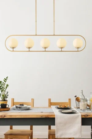 Alleen Vandaag Hanglamp 5-lichts Goud Beige Glas Lucent