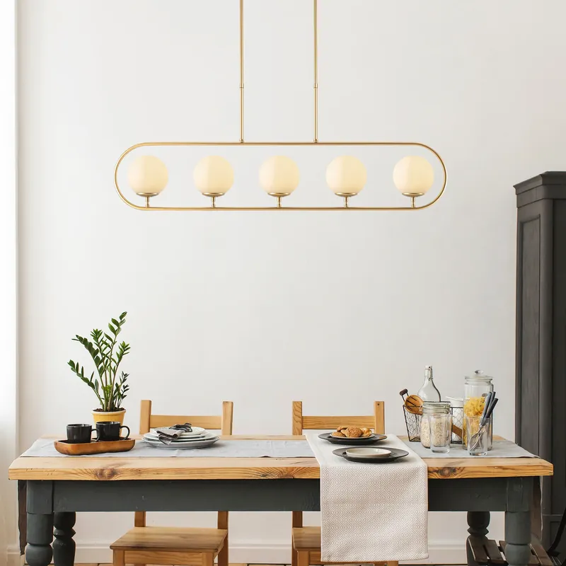 Alleen Vandaag Hanglamp 5-lichts Goud Beige Glas Lucent
